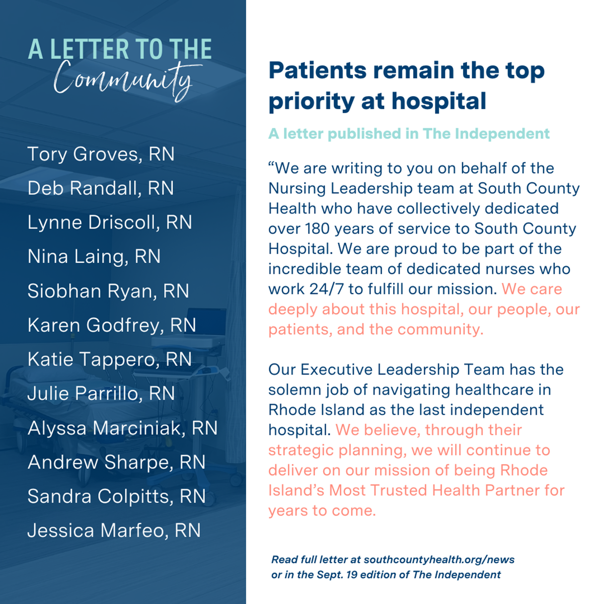 A Letter from Nursing Leadership